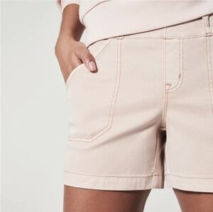 SPANX Pink Mauve Twill 6" Inseam Stretch Pull On Shorts Size L